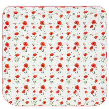 Baby Girls White & Red Poppies Blanket